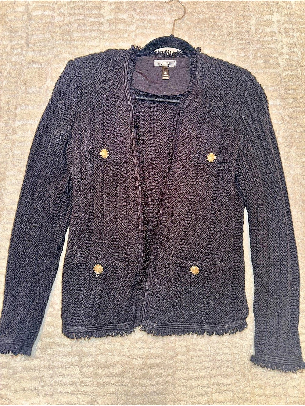 Aqua Knit Cardigan Gold-Tone Buttons Size Small